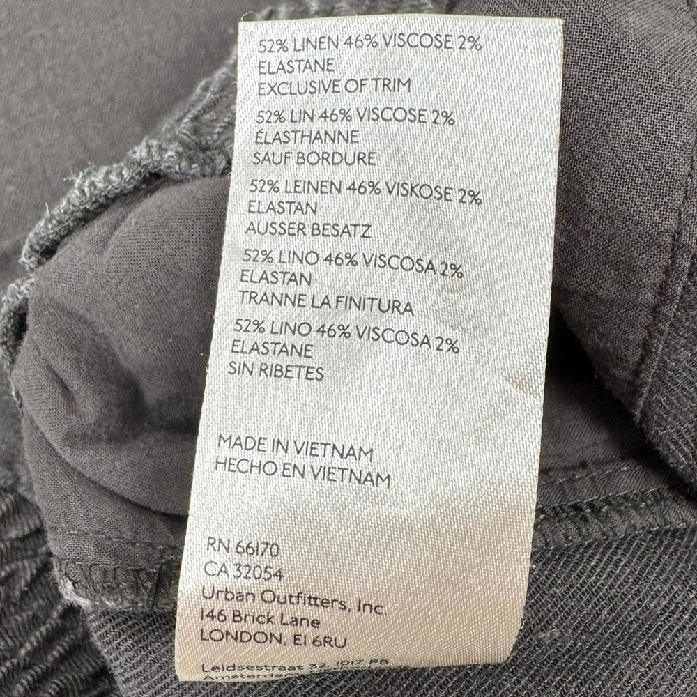 Maeve Anthropologie Gray Linen Blend Wide Leg Smocked Waist Pants Small - Picture 7 of 7